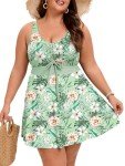 Arolina Swimsuit Dress for Women Plus Size Two Piece Tankini Bathing Suit High Waisted Tummy Control Beachwear for Beach Party