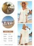 Dokotoo Women's Crochet Cover Up Swimwear Beachwear Swim Coverups for Women 2025 Scoop Neck Short Sleeve Mini Dress Crochet Dress White Small