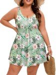 Arolina Swimsuit Dress for Women Plus Size Two Piece Tankini Bathing Suit High Waisted Tummy Control Beachwear for Beach Party