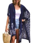 Breezy Lane Kimonos for Women Swimsuit Coverup Beachwear Kimono Cardigans with Blue Bohemian Floral Print
