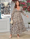 Wedding Guest Dresses Bohemian Long Sleeve Cocktail Dress for Women Floral Beachwear