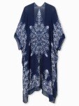 Breezy Lane Kimonos for Women Swimsuit Coverup Beachwear Kimono Cardigans with Blue Bohemian Floral Print