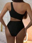 Leoparts Women's Color Block One Piece Swimsuits Monokini One Shoulder Cutout High Cut Bathing Suits Beachwear