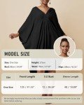 Bsubseach Short Caftans for Women Solid Color Kaftan Dresses Swimsuit Cover Up V Neck Beachwear Loungewear Black