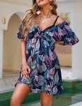 AI'MAGE Women Bathing Suit Cover Ups Shirt Button Up Cover Up for Swimwear Floral Pattern Beachwear(Pattern 1,Medium)