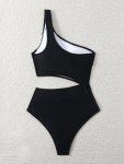 Leoparts Women's Color Block One Piece Swimsuits Monokini One Shoulder Cutout High Cut Bathing Suits Beachwear