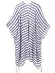 Moss Rose Women's Beach Cover up Swimsuit Stripe Kimono Cardigan Loose Short Sleeve Beachwear