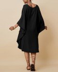 Bsubseach Short Caftans for Women Solid Color Kaftan Dresses Swimsuit Cover Up V Neck Beachwear Loungewear Black