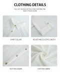 Bsubseach Bathing Suit Cover Up for Women Cotton Swim Coverup Long Sleeve Shirt Dress Beachwear White M