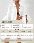 Bsubseach Swimsuit Cover Up for Women 2025 Beach Cover Up Shirt Bikini Beachwear Ruffle Batwing Sleeve Bathing Suit Cover up Button Down Blouse Beach Dress White