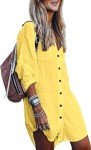 POGTMM Plus Size Swimsuits Coverup for Women Summer Beachwear Bathing Suit Cover Up Dress (XXL, Yellow)