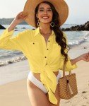 POGTMM Plus Size Swimsuits Coverup for Women Summer Beachwear Bathing Suit Cover Up Dress (XXL, Yellow)