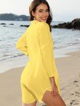 POGTMM Plus Size Swimsuits Coverup for Women Summer Beachwear Bathing Suit Cover Up Dress (XXL, Yellow)