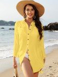 POGTMM Plus Size Swimsuits Coverup for Women Summer Beachwear Bathing Suit Cover Up Dress (XXL, Yellow)