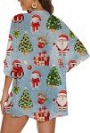 Buyears Women's Christmas Holidays Shirt Bikini Beachwear Bathing Suit Coverup Shawl Wraps Casual Blouse Tops, Christmas_blue, X-Large