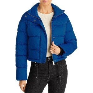 Navy Quilted Crop Puffer Jacket for Women