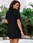 BMJL Women's Swimsuit Cover Up V-Neck Bathing Suit Cover Up Bikini Beachwear Shirt Dress(Black,L)