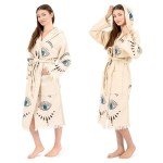 SECEL Evil Eye Robe, Boho Beachwear, Evil Eye Kimono - Aesthetic Handmade Bathrobe%100 Cotton Robe for Women Gym, Pool, Beach, Beach Cover Up, Morning Robe, Cardigan (L/XL, Evil Eye)