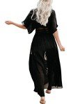FANCYINN Long Black Beach Coverups for Women Kimono Bikini Cardigan Swimsuit Summer Flowy Dress Beachwear XL