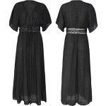 FANCYINN Long Black Beach Coverups for Women Kimono Bikini Cardigan Swimsuit Summer Flowy Dress Beachwear XL