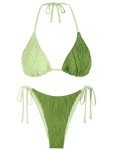 ZAFUL Bikini Swimsuits for Women String Self Tie Two Piece Bathing Suit High Cut Sexy Swimwear Beachwear Green XS
