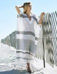Bsubseach Women Striped Turkish Beach Kaftan Beachwear Swimwear Bikini Cover Up Maxi Dress