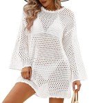 Womens Bathing Suit Cover Up, Beach Swimsuit Bikini Crochet Coverups Knitted Beachwear,White S