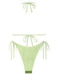 ZAFUL Bikini Swimsuits for Women String Self Tie Two Piece Bathing Suit High Cut Sexy Swimwear Beachwear Green XS