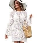 Womens Bathing Suit Cover Up, Beach Swimsuit Bikini Crochet Coverups Knitted Beachwear,White S