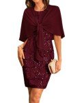 Wine Red Sequin Dress for Mother of the Bride