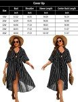 SWOMOG Women Cover Ups Plus Size Swimsuit Chiffon Kimono Long Cardigan Open Front Bathing Suit Summer Flowy Bikini Beachwear Black Stripe