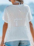 CUPSHE Women's Crochet V-Neck Cover-Up Top Sheer Mini Beachwear White