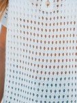 CUPSHE Women's Crochet V-Neck Cover-Up Top Sheer Mini Beachwear White