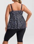 Hanna Nikole Women Plus Size Tankini Swimwear Two Piece Flowy Swimsuit Bathing Suits Beachwear Blue＆White Dots 16 Plus