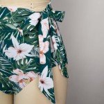 Hanna Nikole Women's Cross Back Bikini Set High Waist Swimsuit with Tie Knot High Cut Bikini Bottom Beachwear Peacock Blue Flowers Small