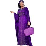 Purple Beaded African Maxi Dress for Women