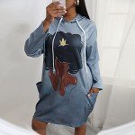 Afrocentric Pullover Hoodie Dress for Women