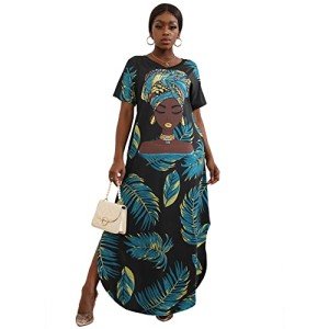 Melanin Women's Palm Leaf Maxi Dress - Black Magic