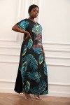 Melanin Women's Palm Leaf Maxi Dress - Black Magic