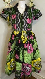 Custom African Print Short Sleeve Mid-Length Dress