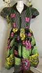 Custom African Print Short Sleeve Mid-Length Dress