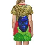 Golden Afro Print T-Shirt Dress for Women
