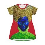 Golden Afro Print T-Shirt Dress for Women
