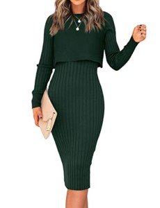 Ezbelle Women's Ribbed Knit Sweater Dress Set