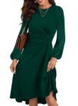 Long Sleeve Ruched A-Line Midi Dress for Women