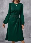 Long Sleeve Ruched A-Line Midi Dress for Women