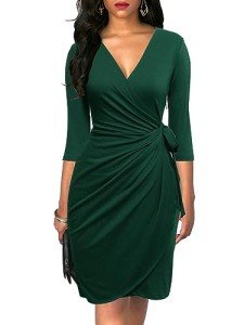 Berydress Women's Classic V Neck Sheath Dress