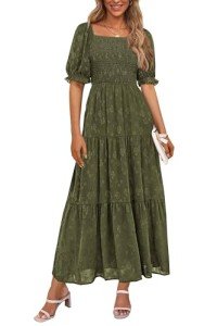 Prettygarden Women's Floral Midi Dress - Army Green