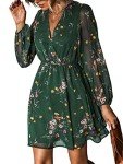 Floral Print V Neck Mini Dress for Women