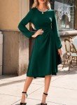 Long Sleeve Ruched A-Line Midi Dress for Women